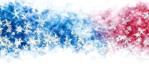 Blue, white, and red snowflake pattern
