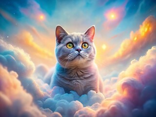 Obraz premium Majestic British Shorthair Cat Posing Elegantly in Studio Lighting