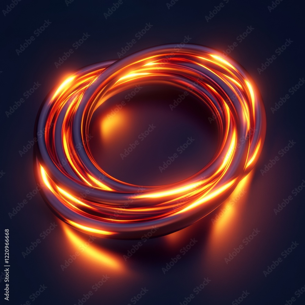 Aufkleber glowing neon wire coiled in a loop with 3d rendered effect