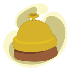 Gold Call bell. Reception bell icon.Golden service bell