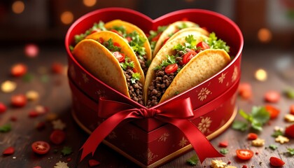 Delicious Ground Beef Tacos Romantic Heart Shaped Gift Box