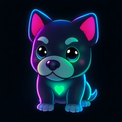 Colorful Chinese zodiac dog character with neon accents in vibrant design. Generative AI