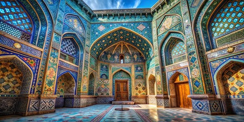 Obraz premium Majestic Mausoleum of Sheikh Ahmad Jami, Torbat-e Jam, Iran: Intricate Tilework and Architectural Detail in a Historic Islamic Tomb