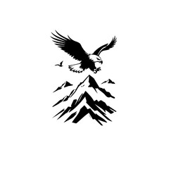Naklejka premium Eagle Flying Over Mountain Vector Logo Design