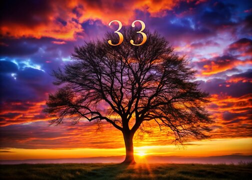 Majestic Silhouette of a Single Tree at Sunset - 333