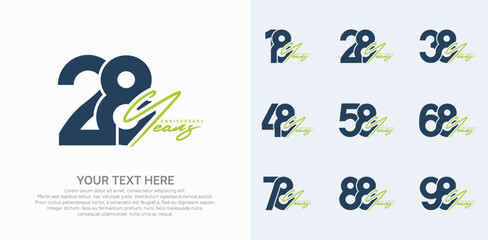 Anniversary logo set vector design, black and green color for celebration event