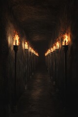 Fototapeta premium Underground Tunnel with Torches
