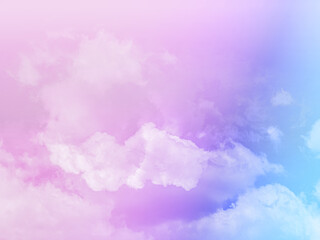 Fototapeta premium beauty sweet pastel blue and pink colorful with fluffy clouds on sky. multi color rainbow image. abstract fantasy growing light