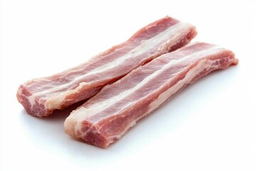 Deliciously crafted strips of bacon showcasing their savory texture on a clean white background