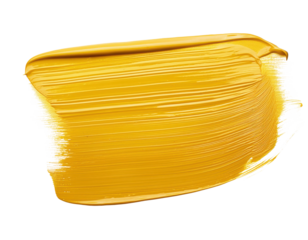 Bright yellow paint stroke on a white background, ideal for design and artwork.