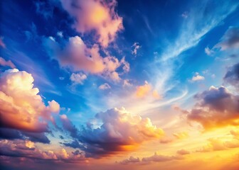 Obraz premium Serene Peach and Blue Sky Background with Copy Space - Perfect for Design Projects