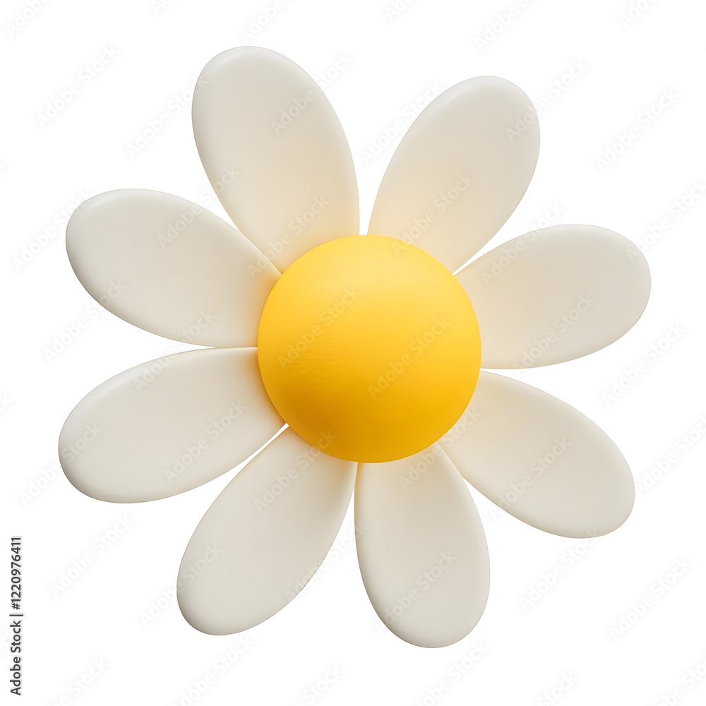 Wall mural 3D render daisy flower white petals yellow center