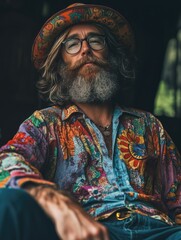 Fototapeta premium Bearded Man in Colorful Outfit