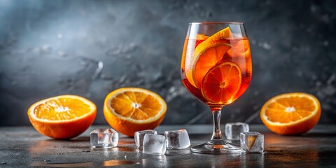 Minimalist Aperol Spritz Cocktail Photo: Orange Slice & Ice Cubes in Glass