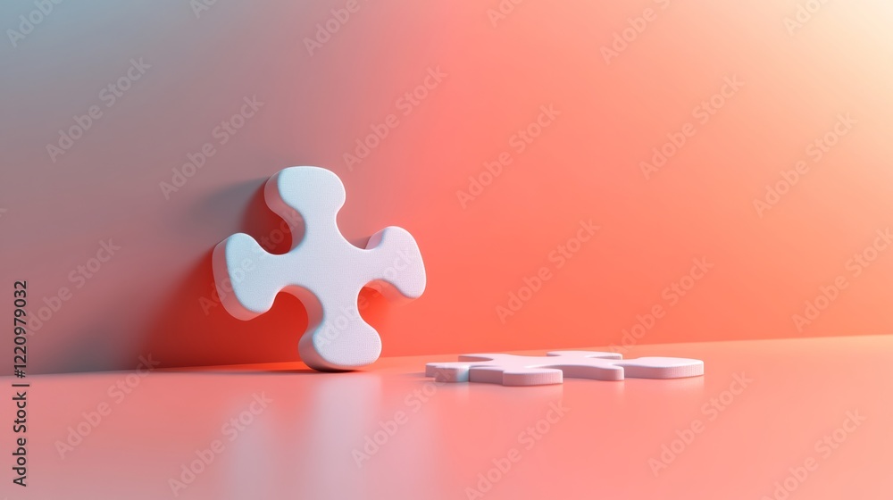 Poster single 3d puzzle piece representing problem solving concept