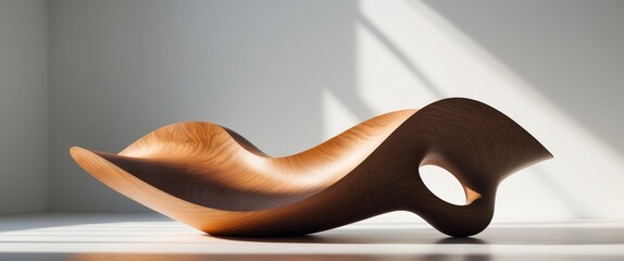 Obraz premium Abstract wooden sculpture with dramatic lighting.