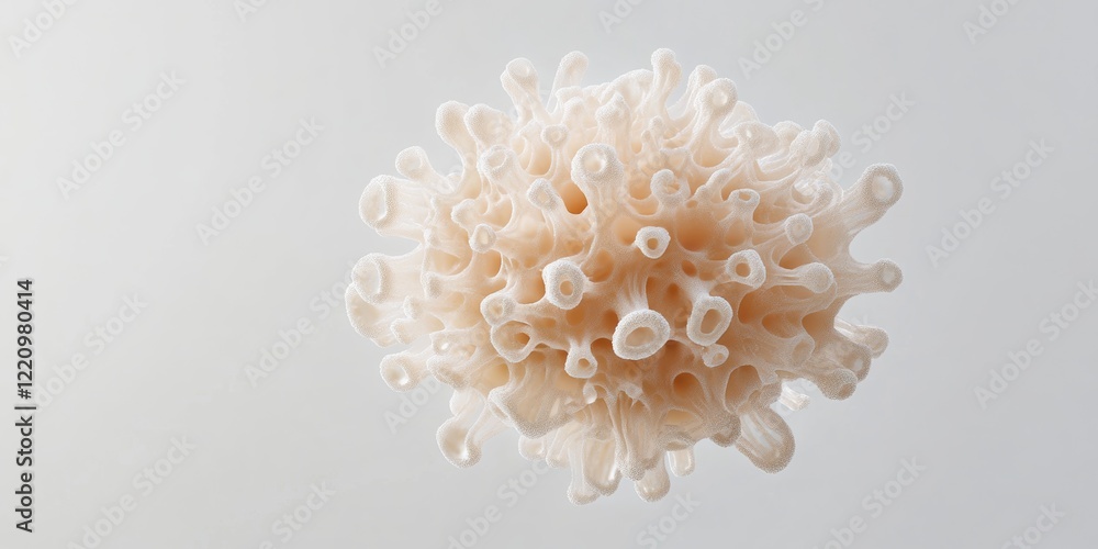 Poster 3d rendered fungal spore structure with intricate textures and details
