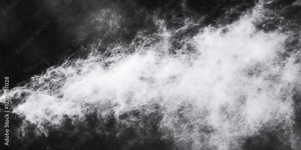 Poster white powder exploding creating abstract shapes on black background, perfect for graphic resources a