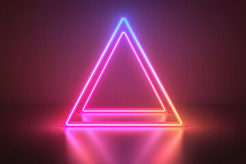 Glowing neon triangle with vibrant colors on dark background