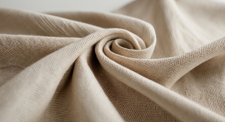 Close up of beige fabric texture for textile and design backgrounds