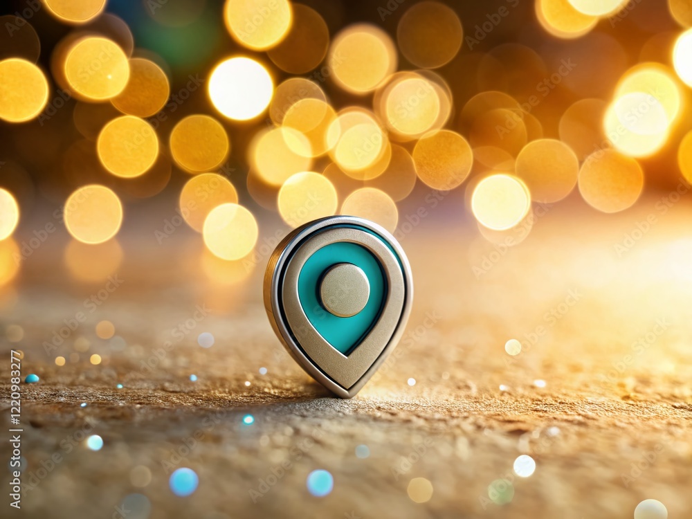 Poster minimalist map pin logo: macro photography of circular design element