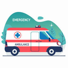 Ambulance vehicle with emergency signage illustration