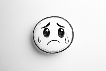 Fototapeta premium Sad Face Sketch Emoticon Drawing Illustration