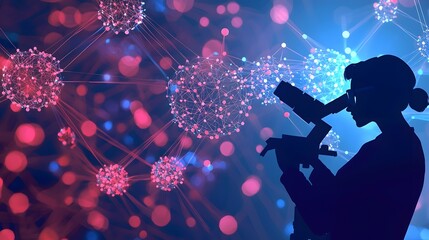 Medical Scientist Analyzing Digital Data with Virtual Microscope Interface