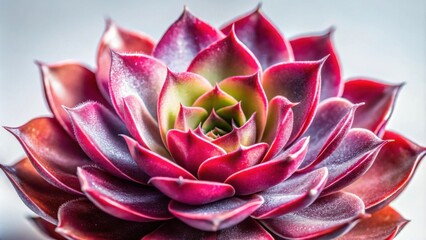 A Detailed Close-Up of a Vivid Crimson Succulent Plant with Delicate, Frosted Petals Displaying Intricate Details and Textured Surfaces