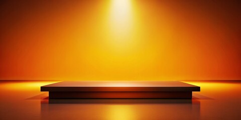 Silhouette of empty stage with orange gradient background, perfect for presentation template