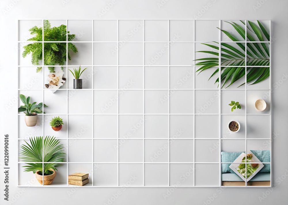 Poster modern grid design template with ample white space for text and images - stock photo