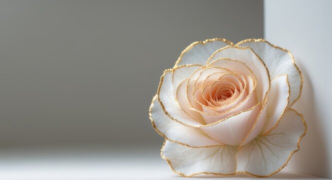 Golden edged translucent rose artfully displayed