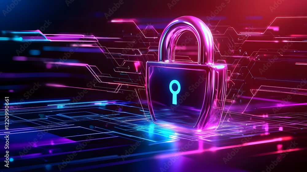 Aufkleber Cyber protection concept featuring a secure digital lock surrounded by futuristic virtual interfaces symbolizing internet safety and secure connections  of cybersecurity online privacy