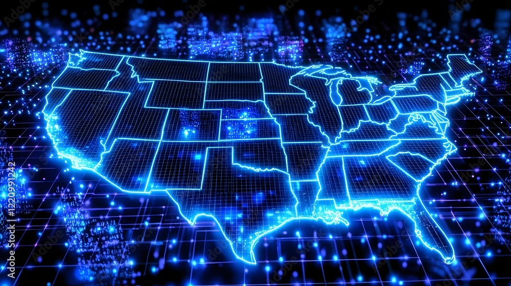 Poster Futuristic visualization of the cybersecurity network infrastructure featuring interconnected data nodes glowing digital pathways