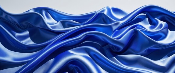 Obraz premium Organic Waves of Royal Blue Textile with Reflective Surface Creating Dynamic Light and Shadow Play in a Flowing Water Scene