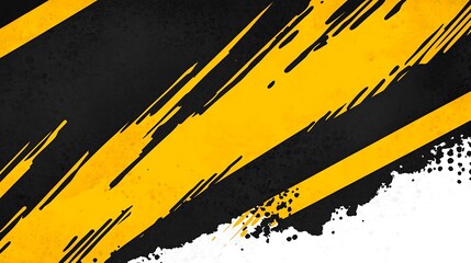 Yellow diagonal stripes on black abstract background
