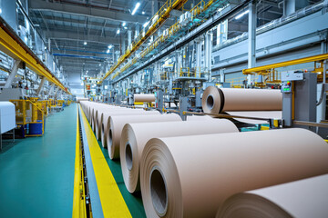 Automated production line in a modern paper manufacturing facility.