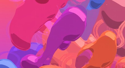 Fluid Shapes: A vibrant composition of abstract, fluid shapes in shades of pink, purple, and orange, offering a modern and dynamic aesthetic