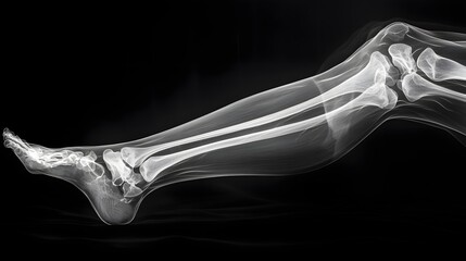 Naklejka premium Artful X-Ray Imaging of Lower Leg Anatomy in Minimalist Chiaroscuro Study
