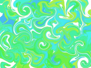 Abstract Swirl Green Blue White Background