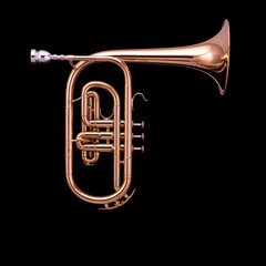 Naklejka premium glowing baritone horn with intricate details on black background