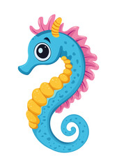 Seahorse vector illustration in cartoon style. Sea animal, underwater creature, ocean animal, marine life concept.
