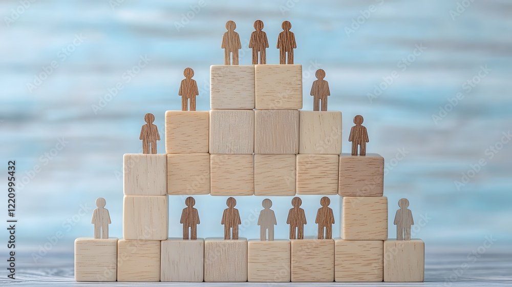 Aufkleber creative representation of diversity and leadership through a wooden block pyramid with various huma