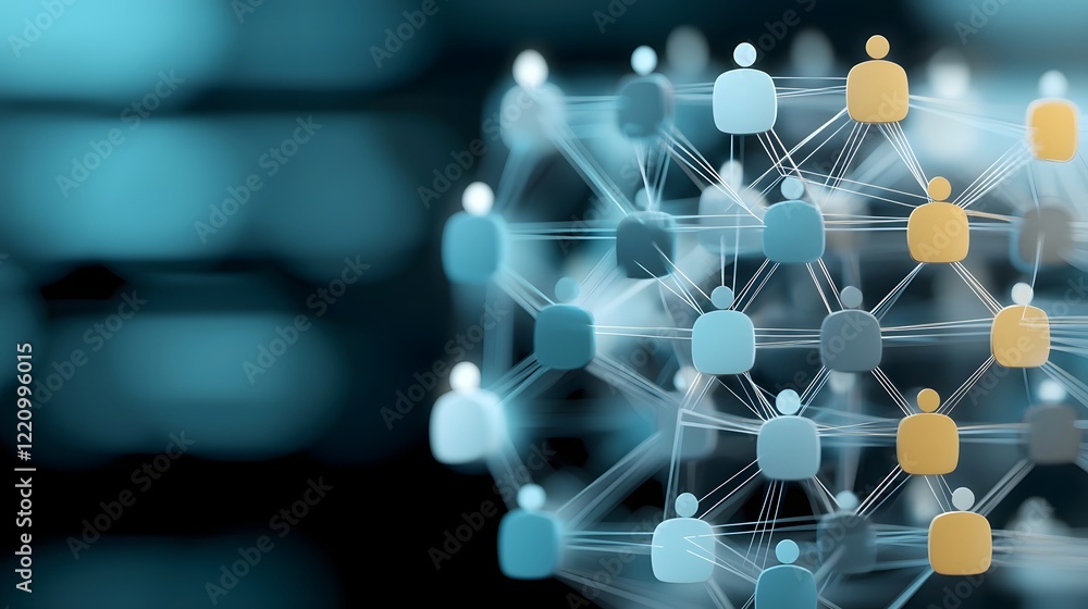 Aufkleber Conceptual digital artwork depicting the interconnected ecosystem of HR recruitment networks forming a circular web with candidate profiles data insights and AI driven talent acquisition processes