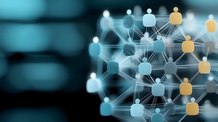 Conceptual digital artwork depicting the interconnected ecosystem of HR recruitment networks forming a circular web with candidate profiles data insights and AI driven talent acquisition processes
