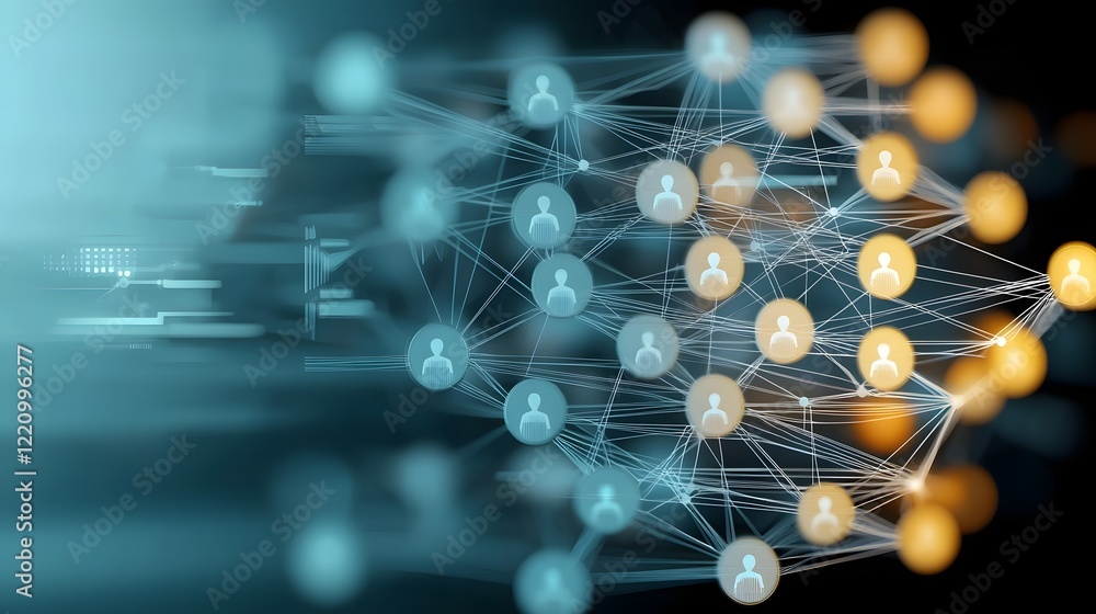 Aufkleber Futuristic digital visualization of a circular web representing interconnected recruitment network with data driven analytics showcasing effective talent acquisition strategies for the future of work