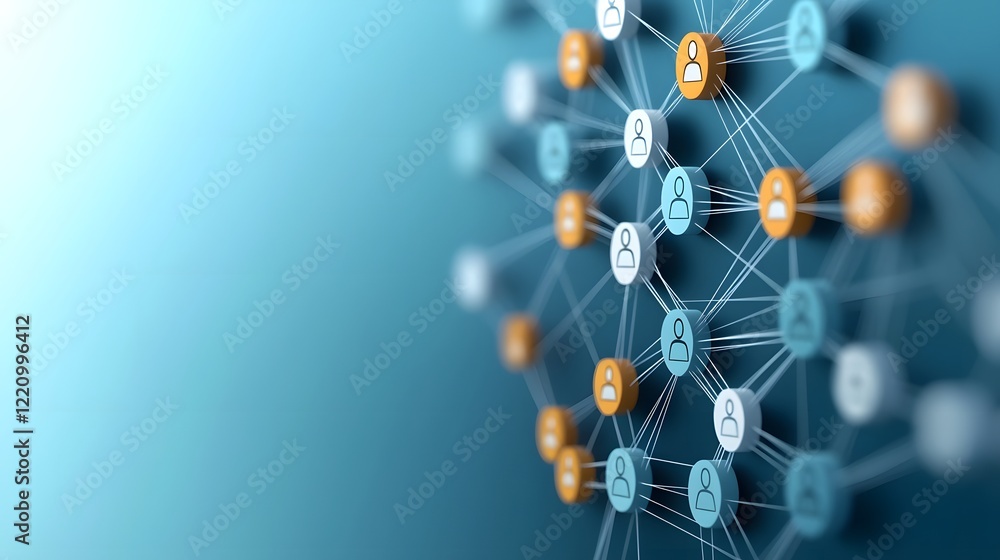 Fototapete Futuristic visualization of a circular web representing digital human resources recruitment networks with interconnected nodes and data driven analytics showcasing effective talent acquisition