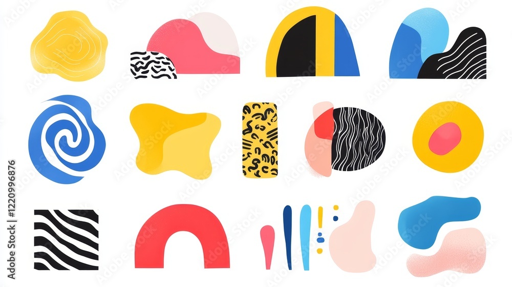 Poster colorful abstract shapes and patterns showcasing modern design trends and artistic expression in a c