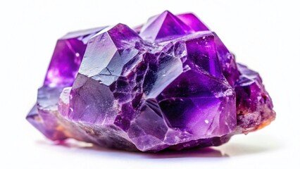 Fototapeta premium Single Rough Fluorite Crystal Cutout - Natural Purple Mineral Specimen