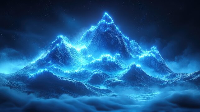 A digital abstract representation of mountainous terrain,